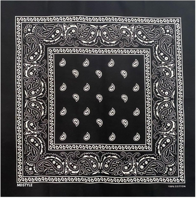MD Style 100% Cotton Bandana for Men & Women 22" x 22" Paisley Pattern Handkerchief Headband Scarf - Image 3